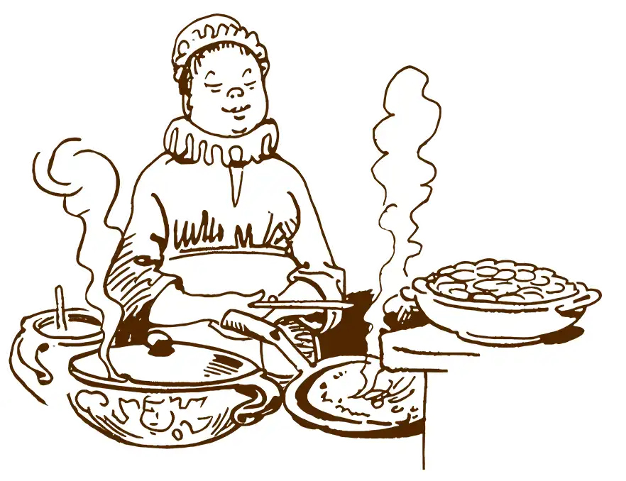 Alte Illustration von Paar bei Essen in der Gaststätte